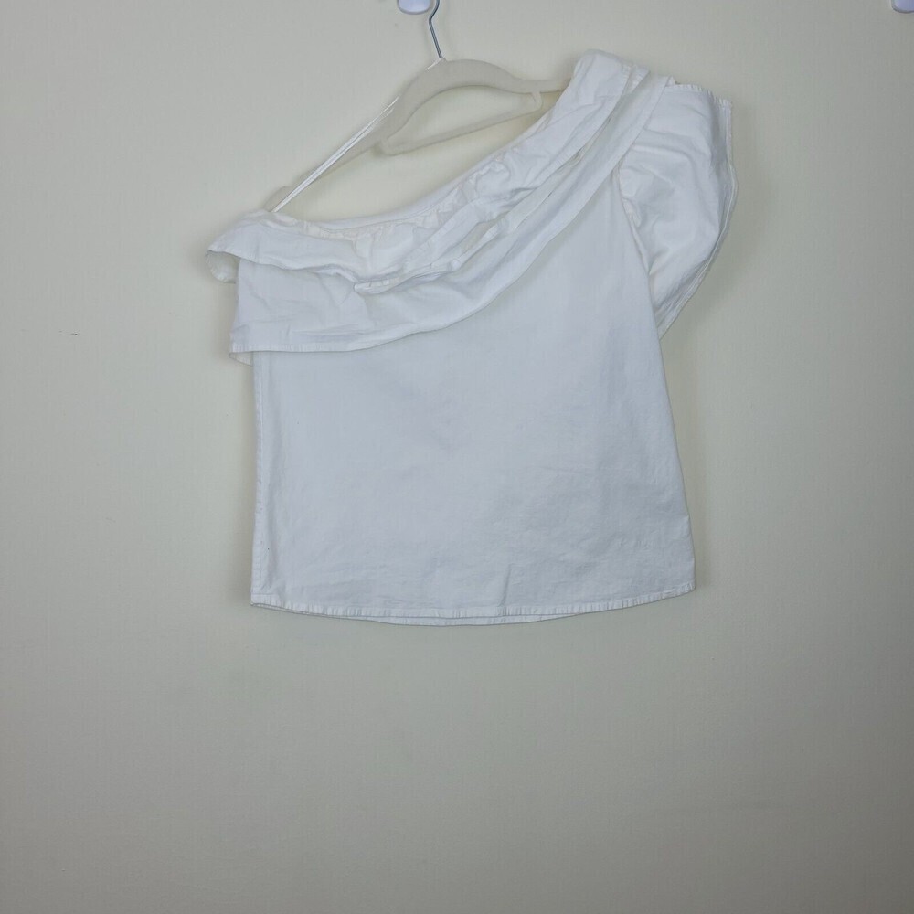 Auqa One Shoulder White Ruffle Top Size XS